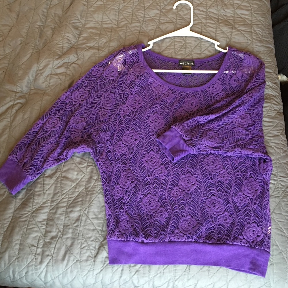 Purple see through blouse