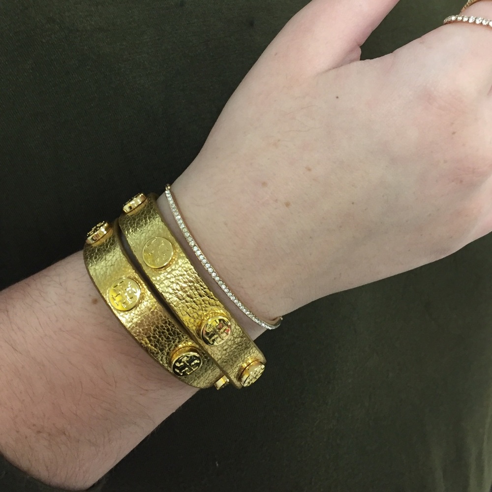 Tory Burch Double-Wrap Logo Stud Bracelet