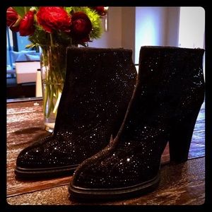 NEW Zara Rhinestone & Velvet Ankle Boots Size 9