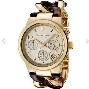 Michael Kors Tortoise and Gold Chainlink watch