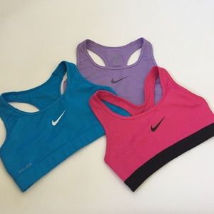 3 Nike Dr-fit classic sports bras.
