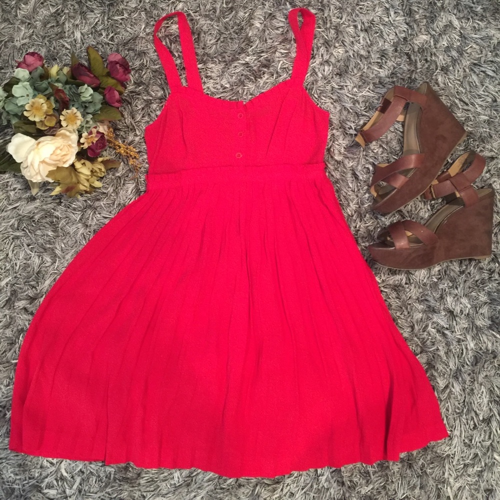 Red Pleated Mini Dress from UrbanOutfitters