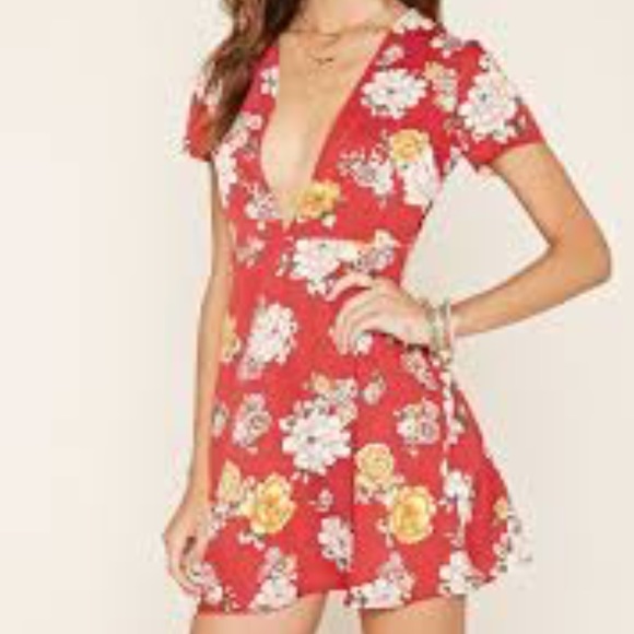 2 for $10 Forever 21 Floral print mini dress vneck NWT - Picture 4 of 4