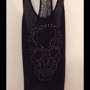 💘Express Bedazzled Scull Tank Top