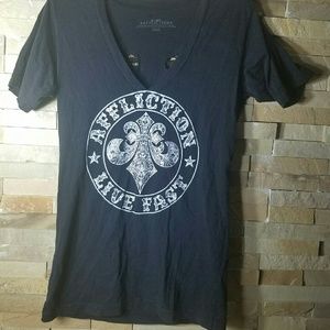 Affliction black rhinestone top