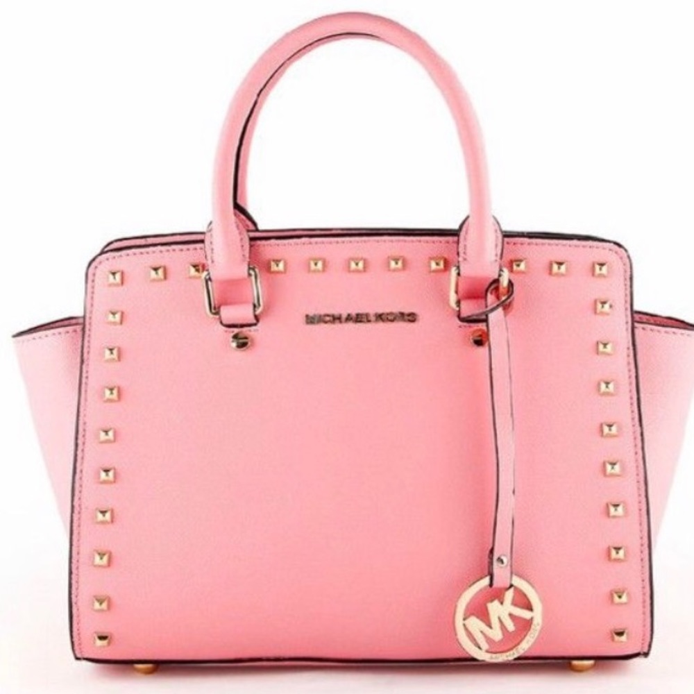 Pink Leather Gold Studded Michael Kors Bag!