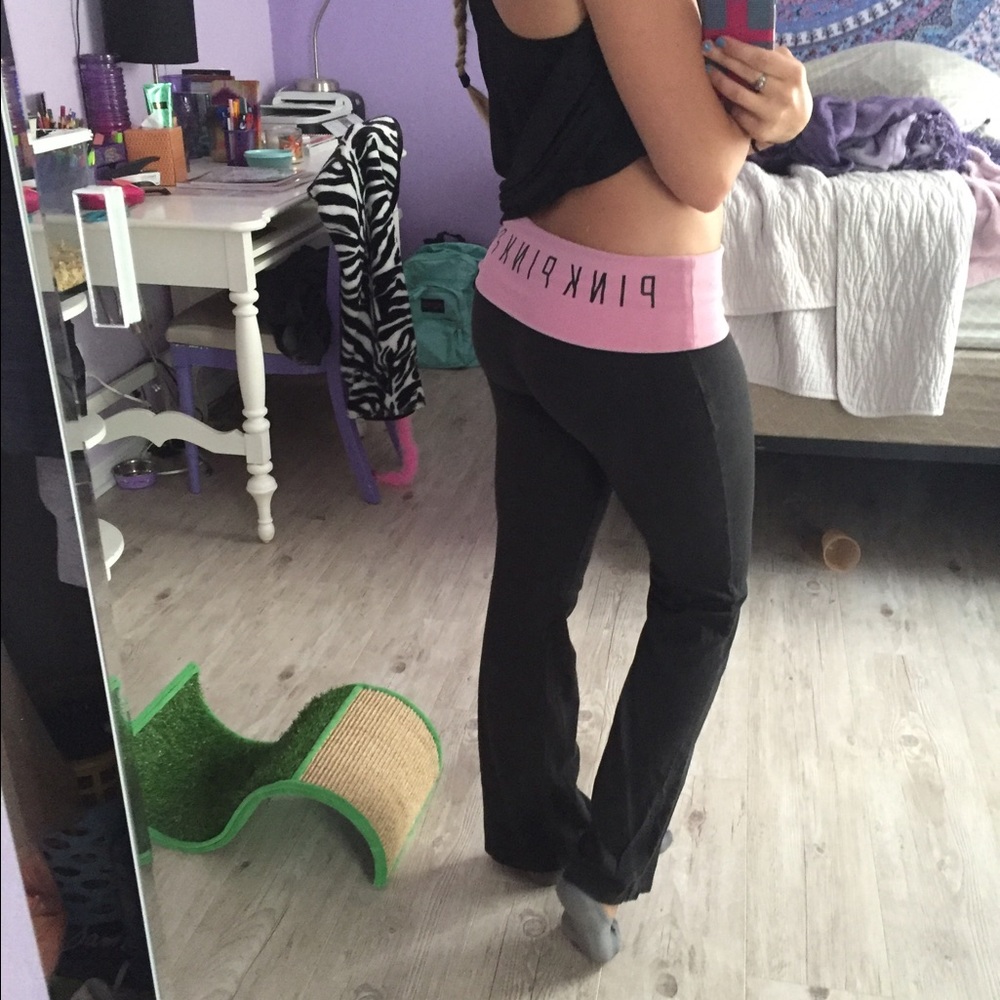 PINK fold over yoga pants