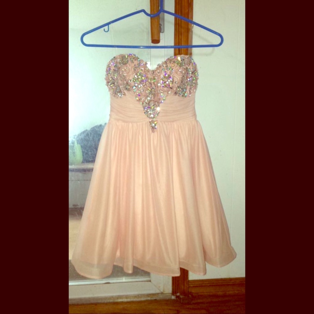 Pink glittered sweetheart mini dress