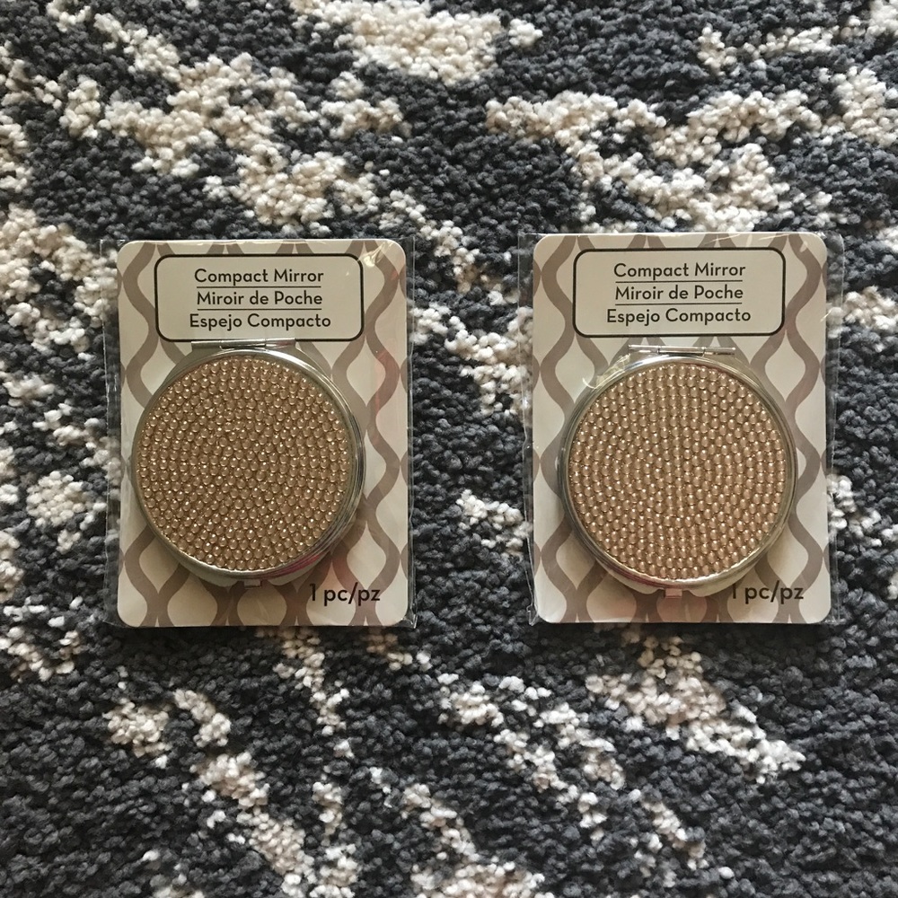 TWO (2) LEFT Compact mirror GOLD color