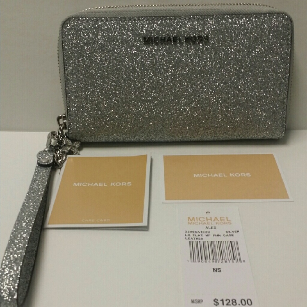 Michael Kors large silver wallet/clutch