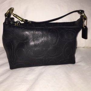 Authentic Black Leather Coach Clutch/Cosmetic Bag