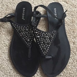 Black Spiked Studded Sandals