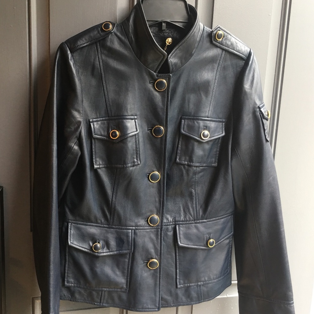 Navy Blue Tory Burch leather jacket