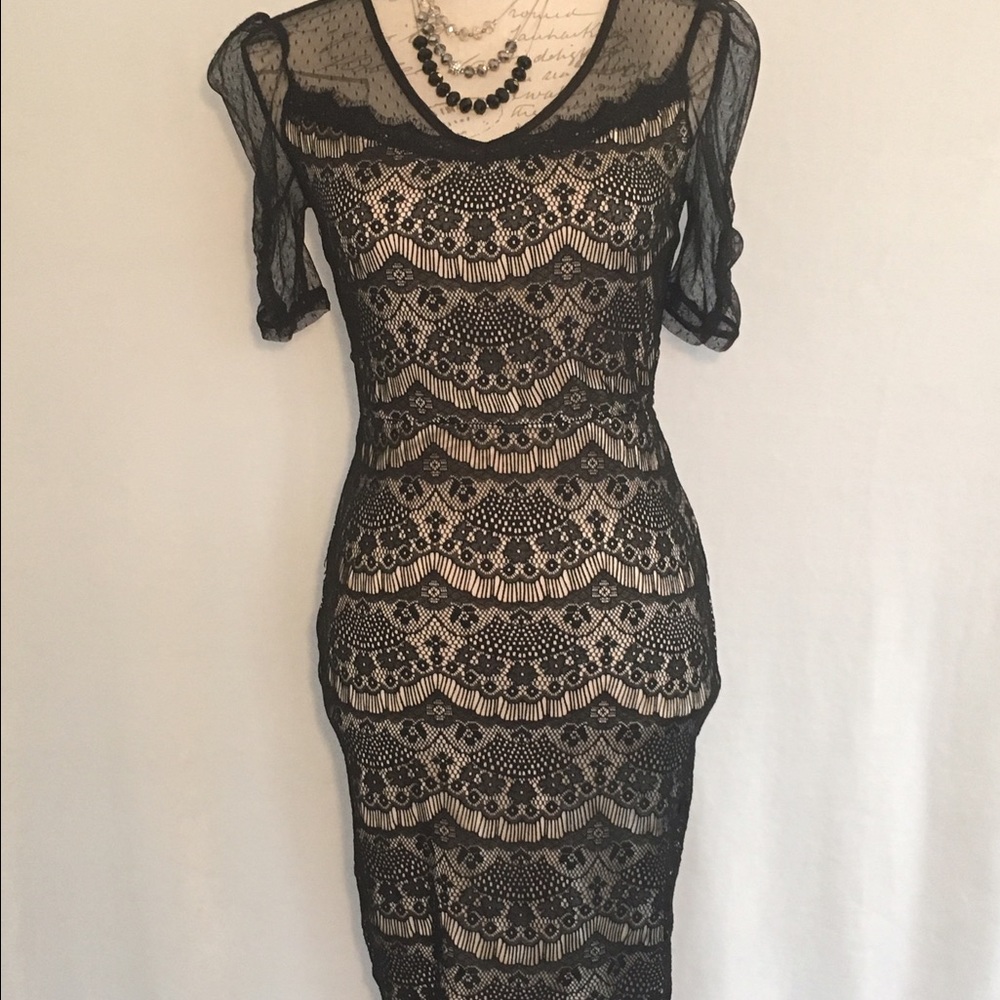 Black Lace dress Knee Length