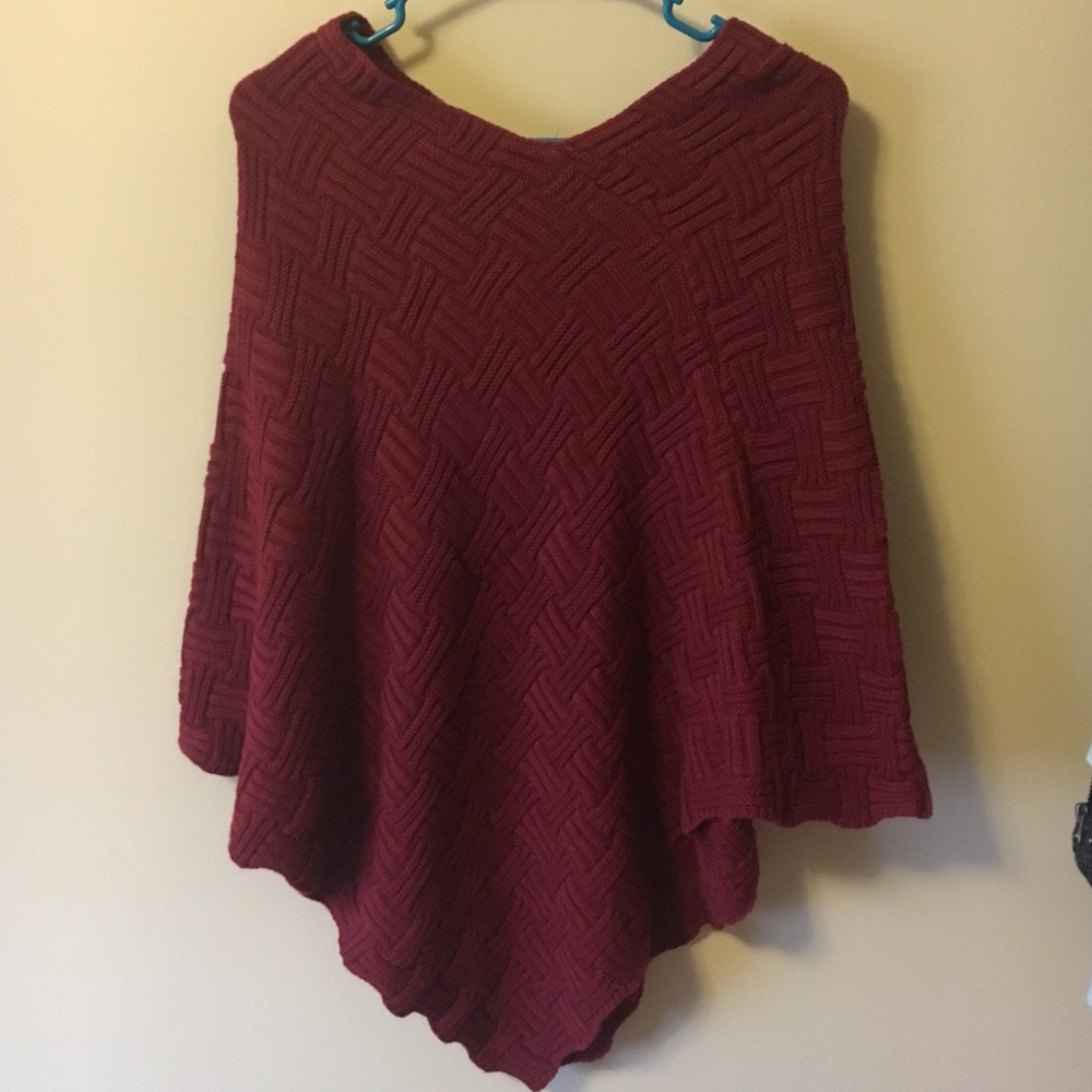 Deep Red Poncho