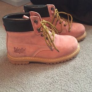 Soft Pink women's work boots
