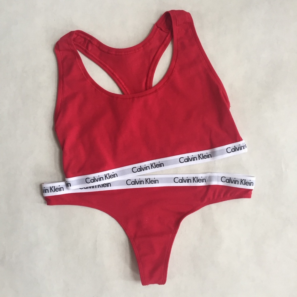Calvin Klein Candy Red Bralette & Thong Set S, M L