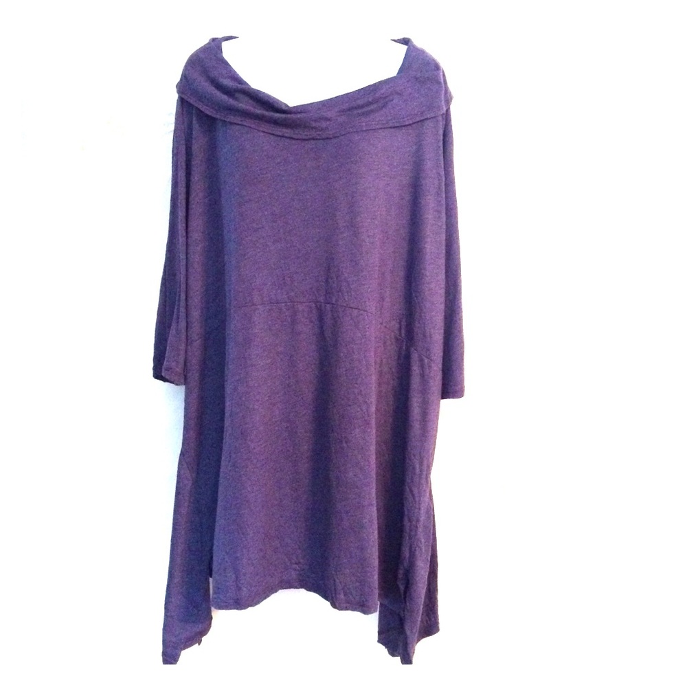 🚫 SOLD Purple Asymmetrical Tunic, 3/4 Sleeve,