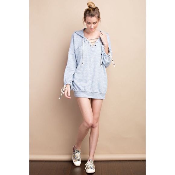 Oatmeal Front Lace Up Sweatshirt - Picture 4 of 4