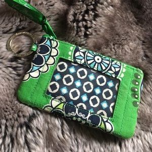 Vera Bradley Cupcakes Green Zip ID Case