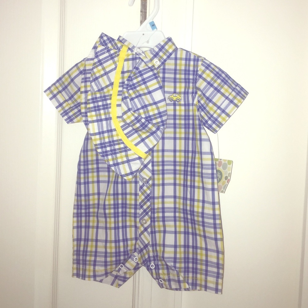 6 month boy romper with matching hat