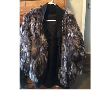 Real vintage style silver fox fur jacket