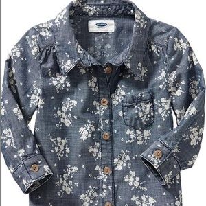 Old Navy Floral Chambray Shirt Sz 10/12