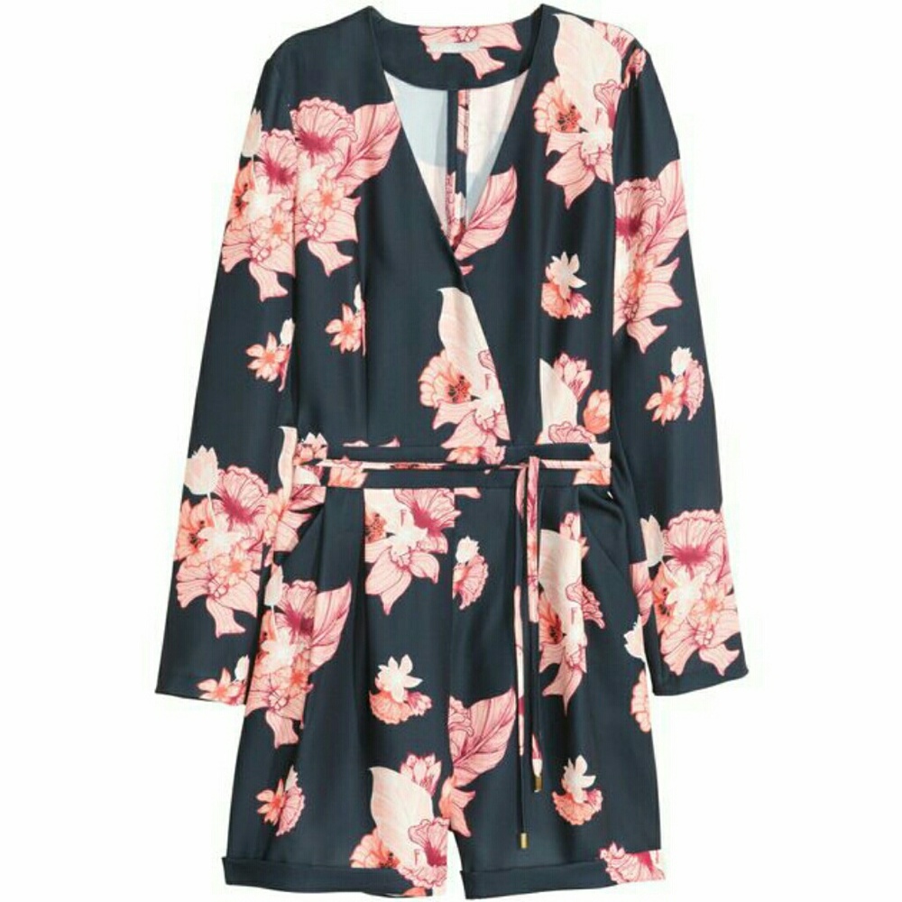 Floral Print V Neck Romper