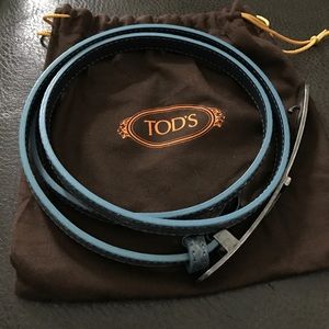 Tod's blue lizard belt size 90
