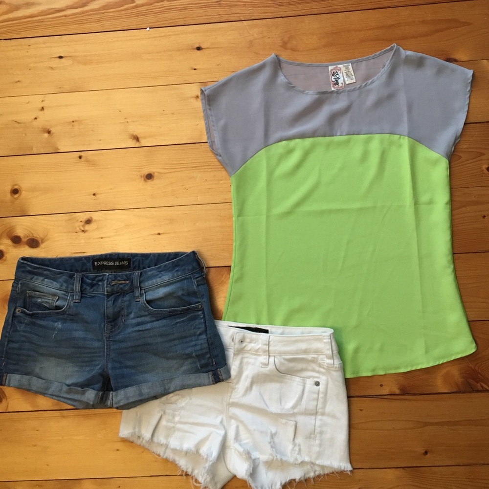 Lime green/grey top