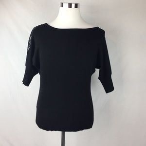 Black Sweater with Lace Detail