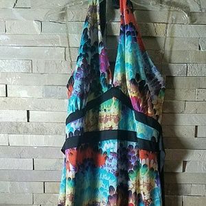 Colorful halter maxi dress (Restyle)