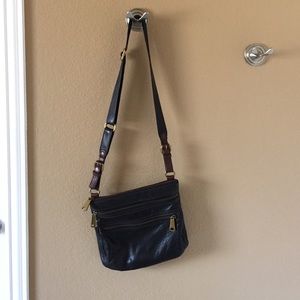 Fossil Black and brown Crossbody Messanger Purse
