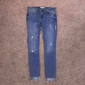ZARA denim cut off skinny jeans