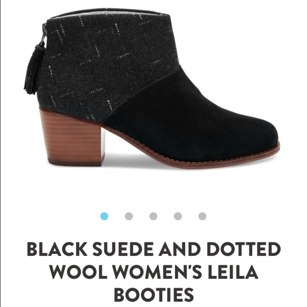 NIB Black Suede and Dotted Wool Leila Booties