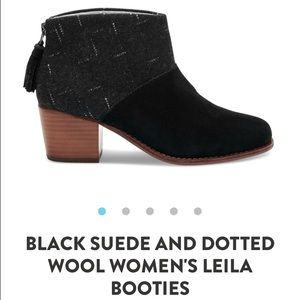 NIB Black Suede and Dotted Wool Leila Booties