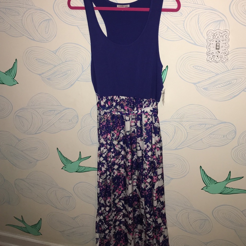 Navy blue and printed dress