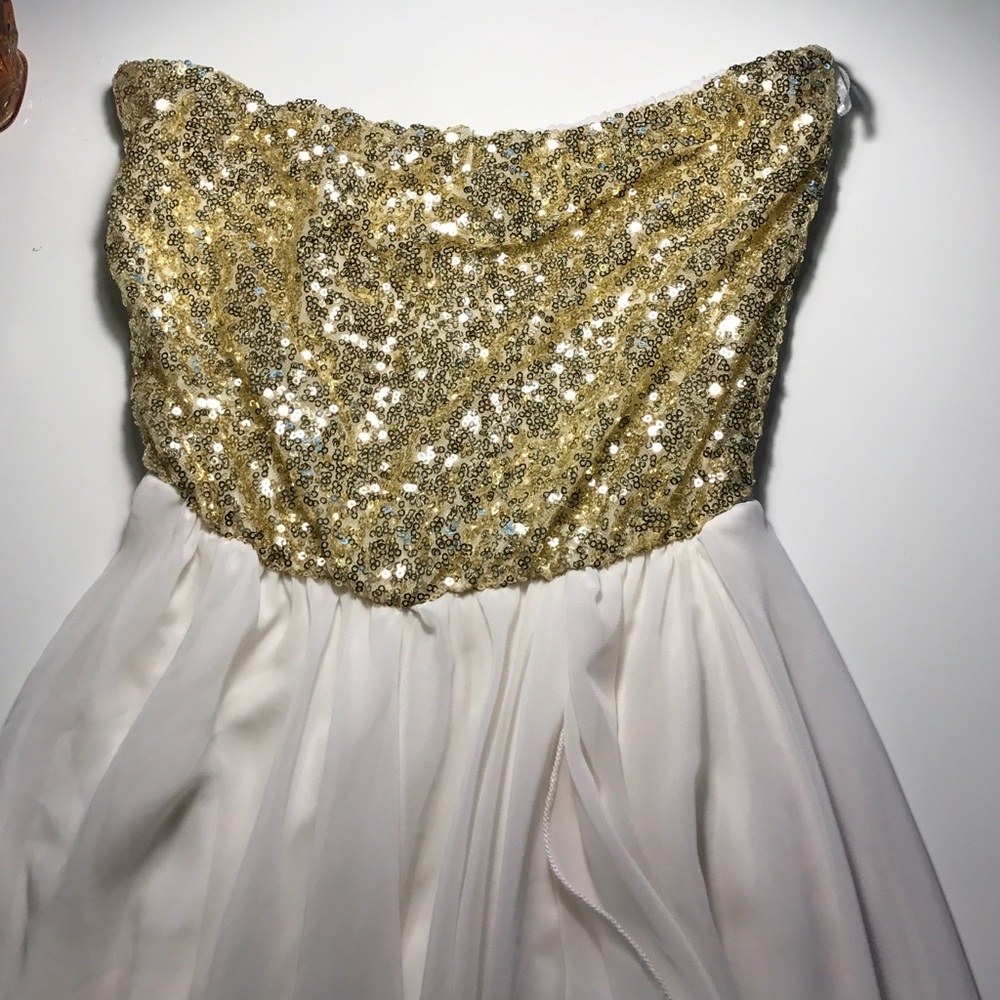 Gold sequin asymmetrical dress