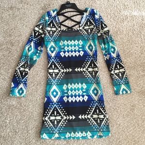 Fitted tribal print knit dress, only worn once