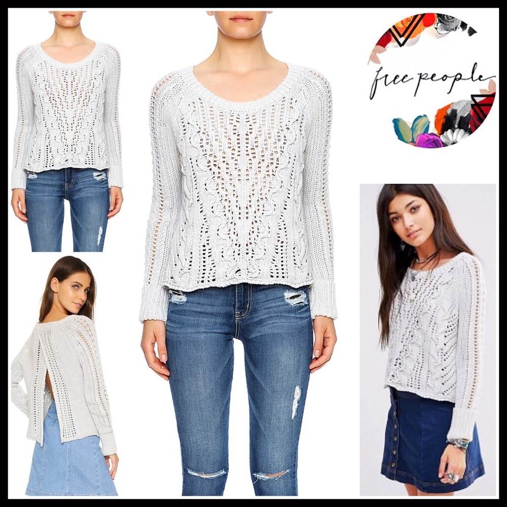 FREE PEOPLE OPEN BACK CROCHET PULLOVER SWEATER - Picture 3 of 8
