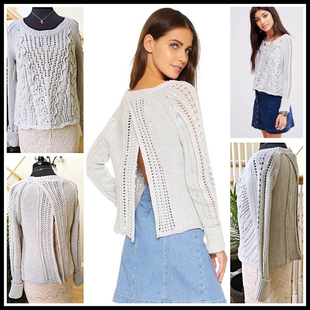 FREE PEOPLE OPEN BACK CROCHET PULLOVER SWEATER - Picture 2 of 8