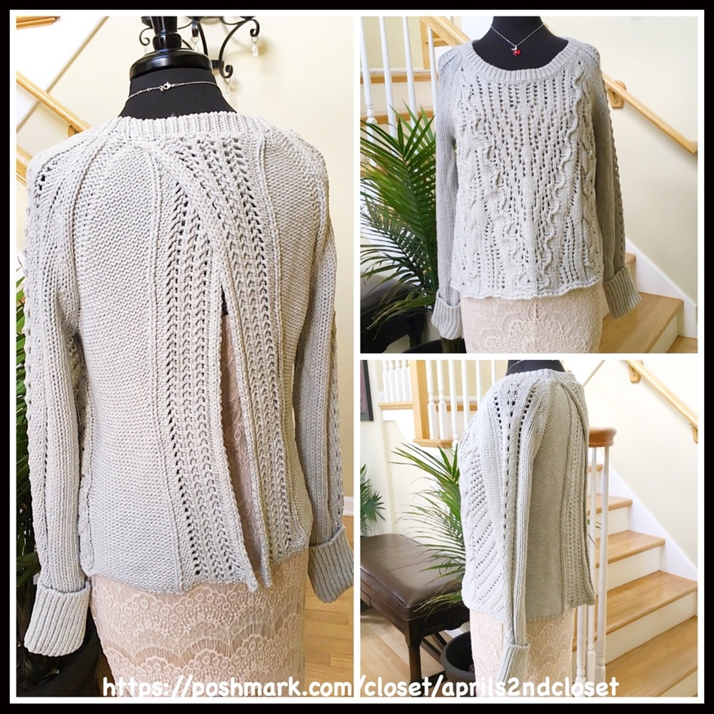 FREE PEOPLE OPEN BACK CROCHET PULLOVER SWEATER - Picture 5 of 8