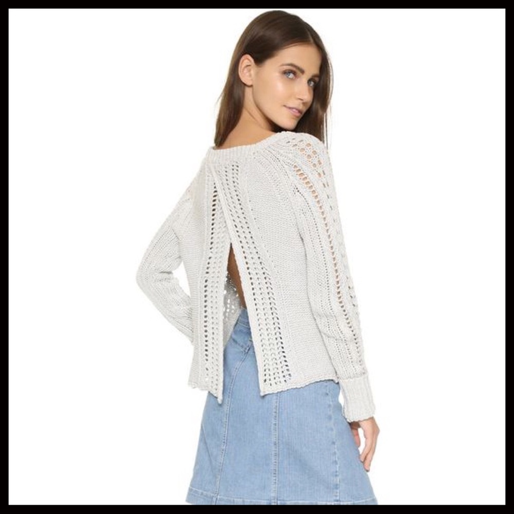 FREE PEOPLE OPEN BACK CROCHET PULLOVER SWEATER - Picture 7 of 8