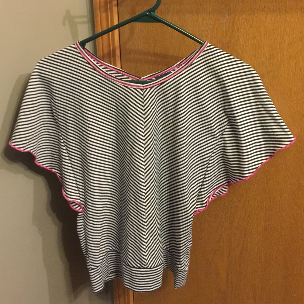 Girls Black/White Striped Top - Sz 7/8