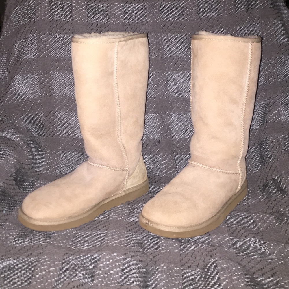 Classic tall sand Uggs size 8
