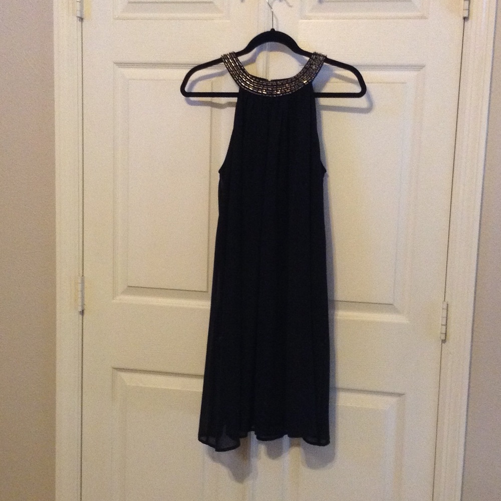 Black midi-dress.  A-line.