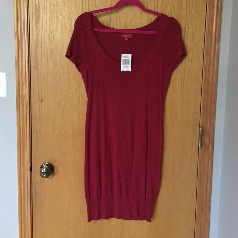 Dark red sweater dress