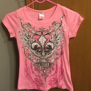Girls Pink Graphic Tee - Sz 10