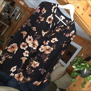 Semi Sheer Black Floral Tunic