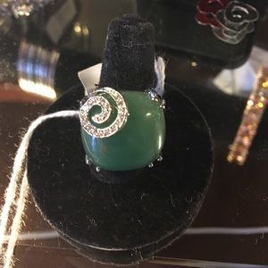 Genuine Aventurine and CZ Ring